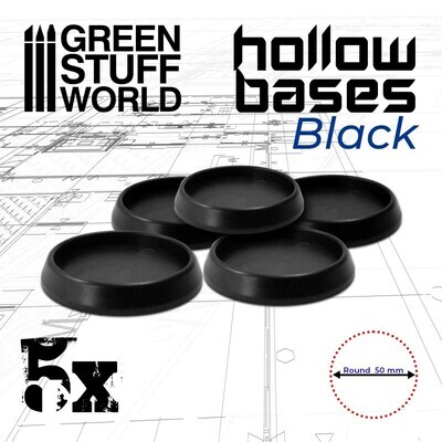 Runde Kunststoffbasen mit Vertiefung (Hollow Plastic Round) - Schwarz 50mm - Greenstuff World