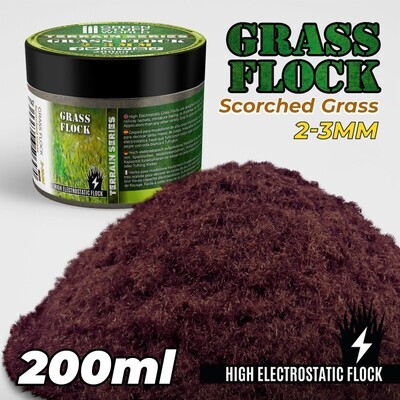 Elektrostatisches Gras 2-3mm - SCORCHED BROWN - 200 ml Flock Nylon - Greenstuff World
