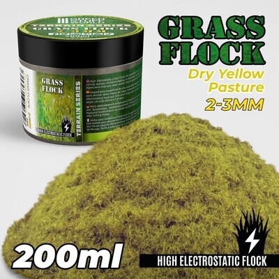 Elektrostatisches Gras 2-3mm - DRY YELLOW PASTURE - 200 ml Flock Nylon - Greenstuff World