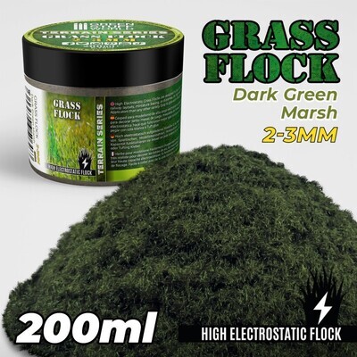 Elektrostatisches Gras 2-3mm - DARK GREEN MARSH - 200 ml Flock Nylon - Greenstuff World