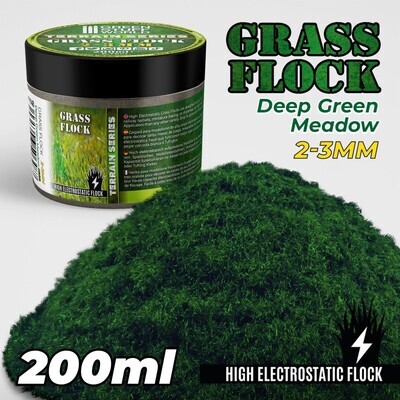Elektrostatisches Gras 2-3mm - DEEP GREEN MEADOW - 200 ml Flock Nylon - Greenstuff World