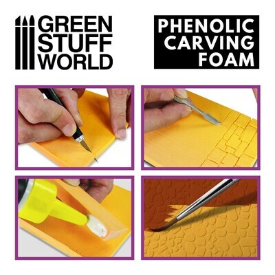 Phenolischer FOAM 10mm - Format A4 Phenolic Carving Foam - Greenstuff World