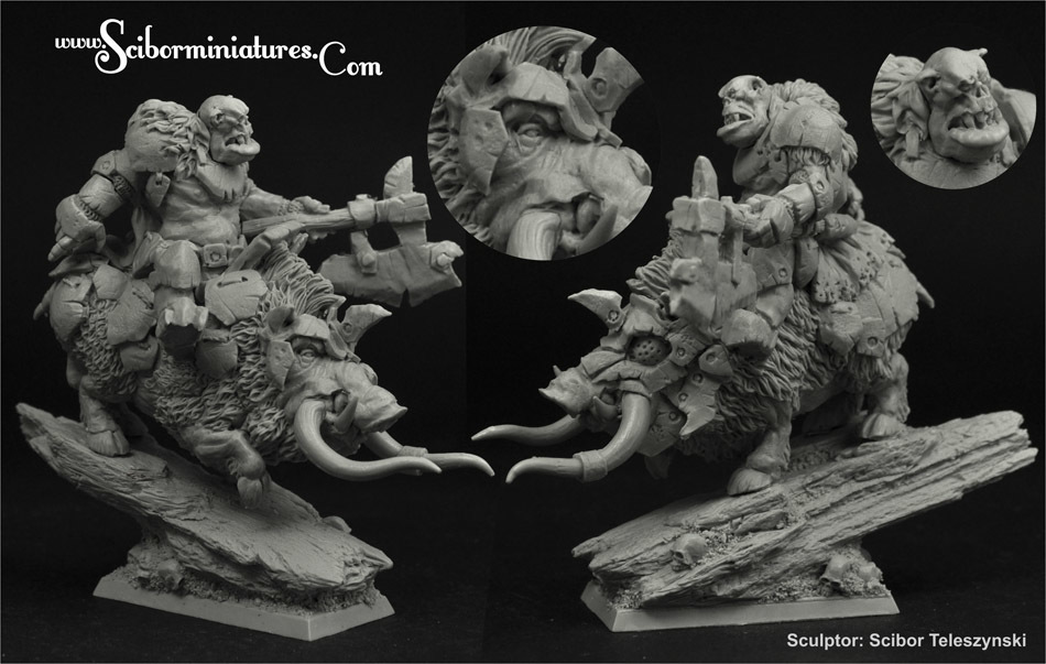 Orc Chief on War Boar - Scibor Miniatures