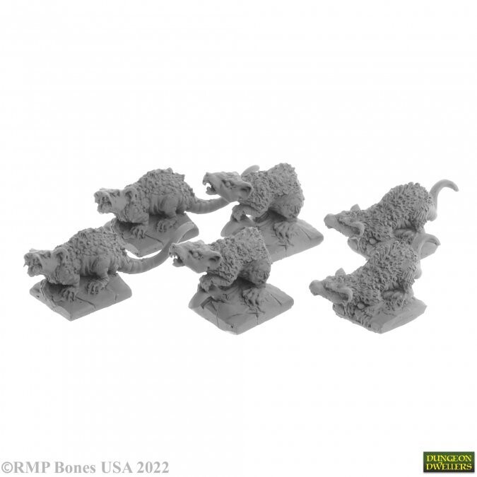 Giant Tomb Rats (6) - Bones USA - Reaper Miniatures Giant Tomb Rats (6) - Bones USA - Reaper Miniatures
