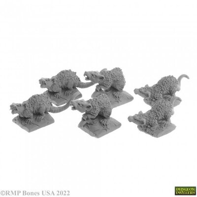 Giant Tomb Rats (6) - Bones USA - Reaper Miniatures