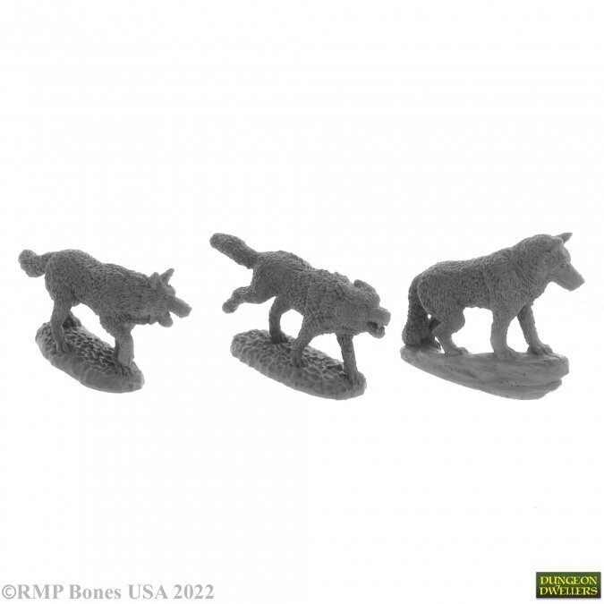 Wolf Pack (3) - Bones USA - Reaper Miniatures Wolf Pack (3) - Bones USA - Reaper Miniatures