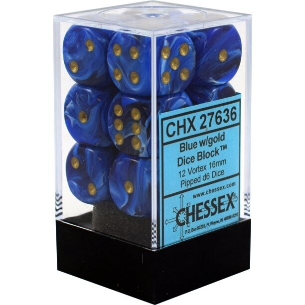 Vortex Blue w/gold (12)- Chessex