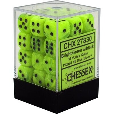 Bright Green/black - Die Set (36) - Chessex