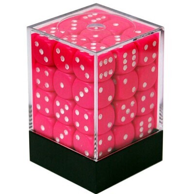 Pink/white - Opaque 12mm D6 Dice Block™ (36) - Chessex