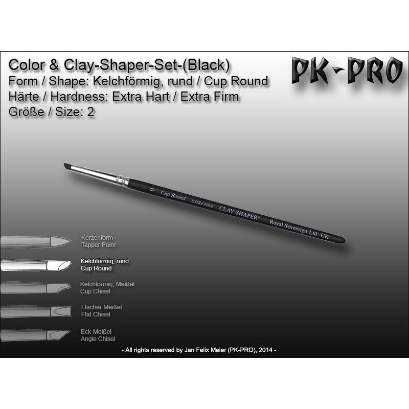 Clay/Colour Shaper Extra-Harte-Spitze-(Schwarz)-Kelchförmig-Rund-Size-2 - Silikonpinsel