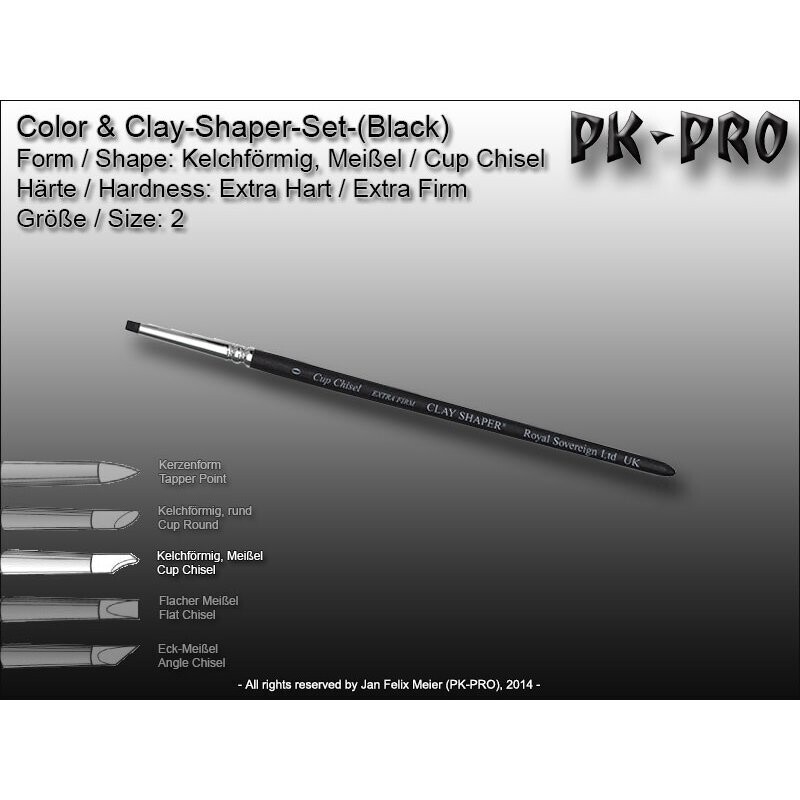 Clay/Colour Shaper Extra-Harte-Spitze-(Schwarz)-Kelchförmig-Meißel-Size-2 - Silikonpinsel