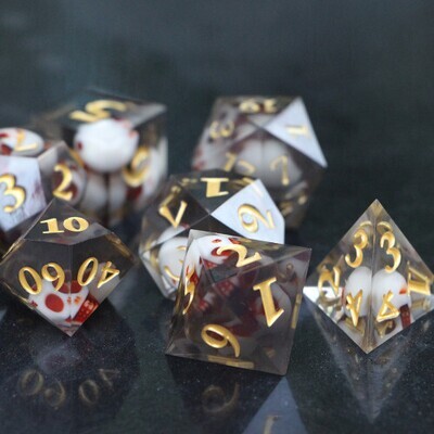 Black Sharp Edge DND Dice Set - Skull