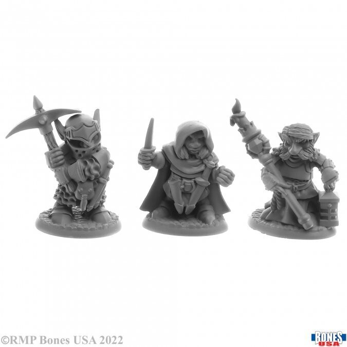 Deep Gnome Adventurers (3) - Bones USA - Reaper Miniatures Deep Gnome Adventurers (3) - Bones USA - Reaper Miniatures