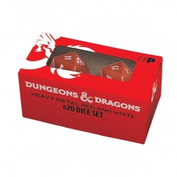 D&D UP - Heavy Metal Red and White D20 Dice Set for Dungeons & Dragons