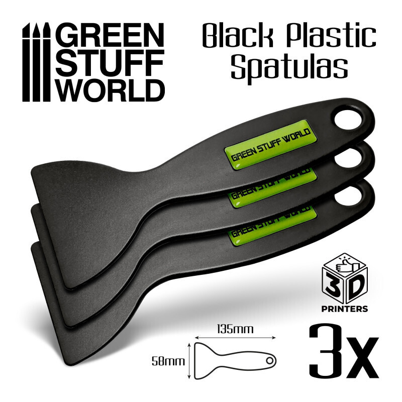 Schwarze Kunststoffspatel für 3D-Drucker - Plastic Spatulas 3x - Greenstuff World