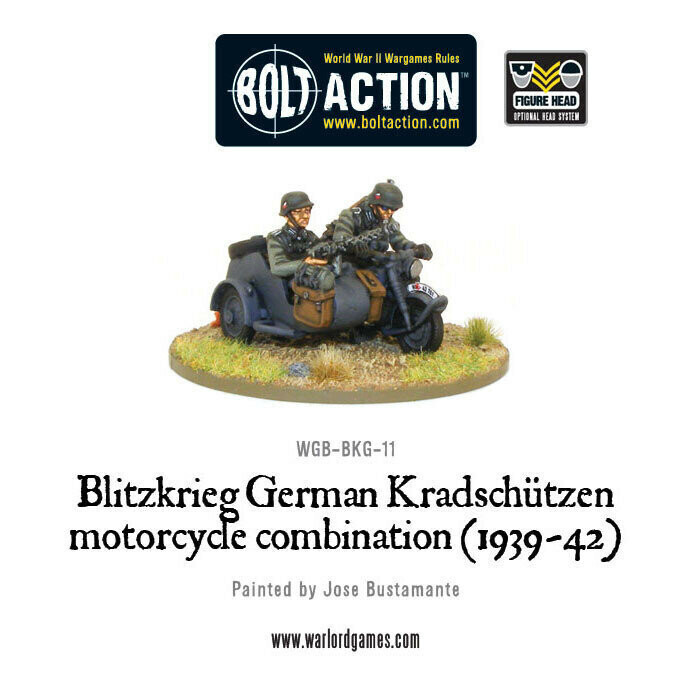 Blitzkrieg German Kradschutzen Motorcycle combination (1939-1942)  - German - Bolt Action - Warlord Games