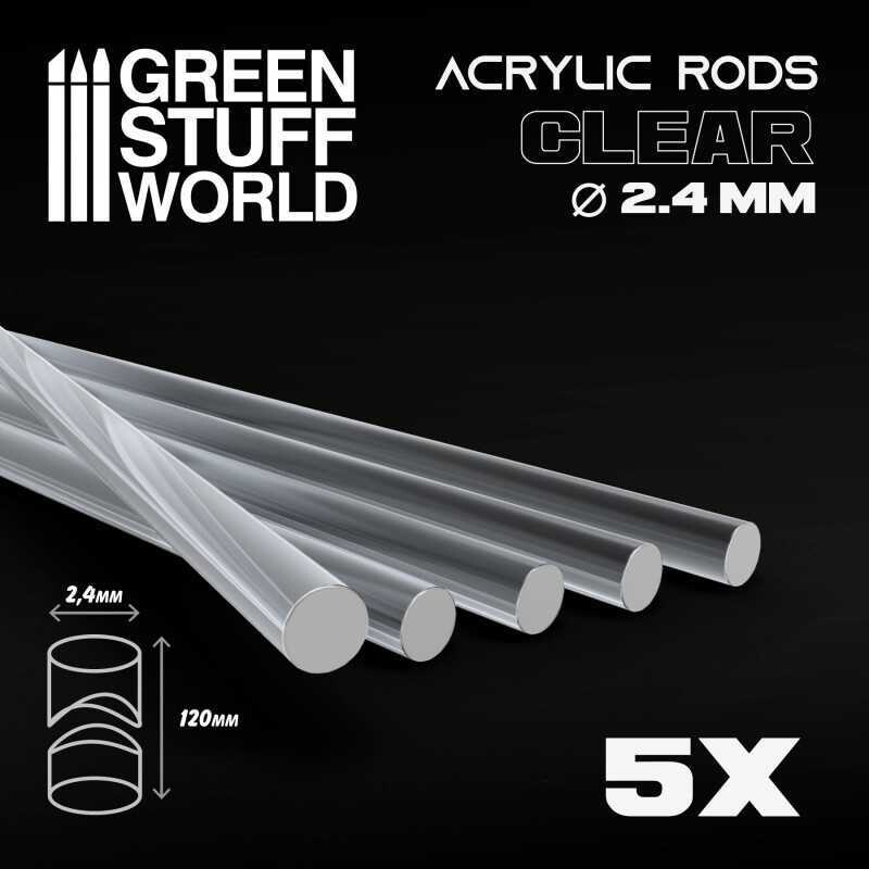 Acrylic Rods - Round 2.4 mm CLEAR - Greenstuff World
