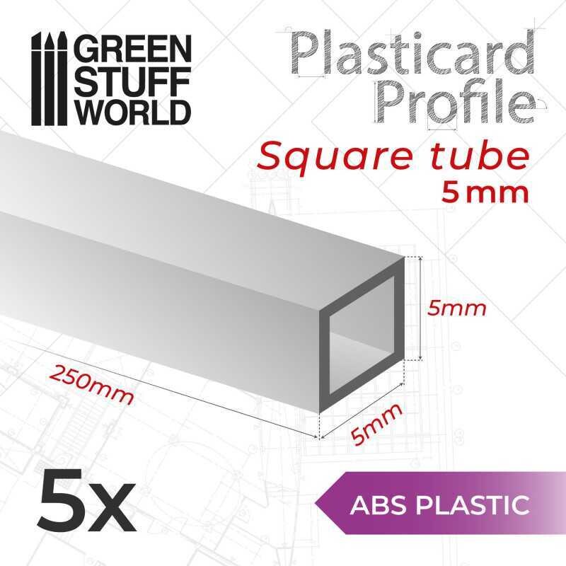ABS Plasticard - Profile SQUARED TUBE 5mm - Greenstuff World
