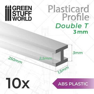 ABS Plasticard - Profile DOUBLE-T 3 mm - Greenstuff World