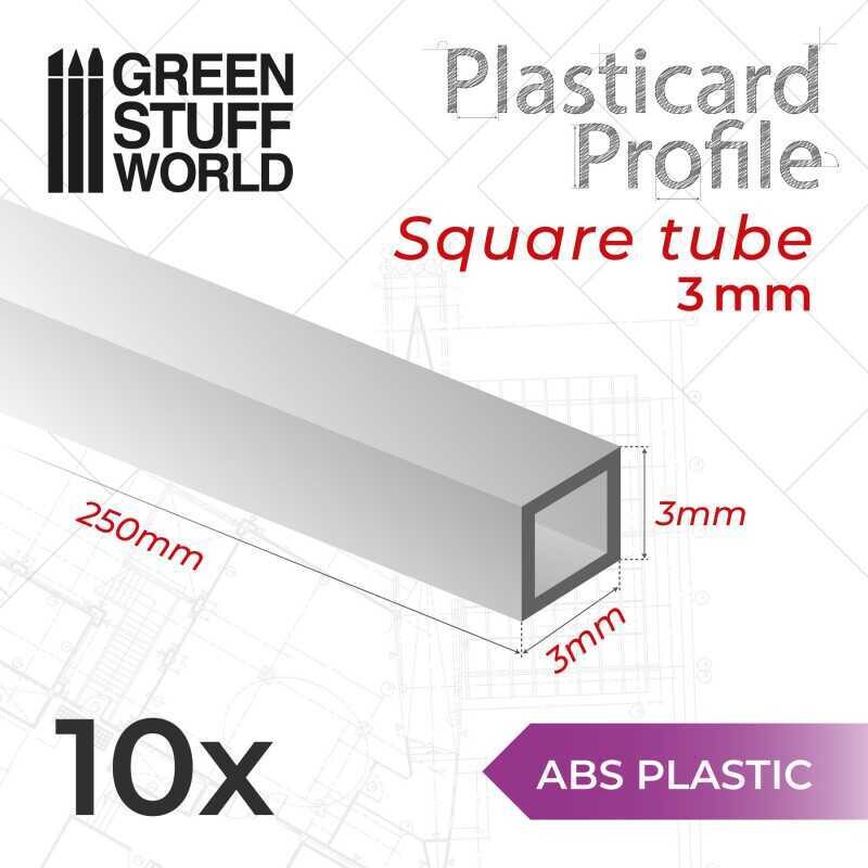 ABS Plasticard - Profile SQUARED TUBE 3 mm - Greenstuff World