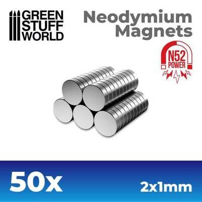 Neodym-Magnete 2x1mm - 50 stück (N52) - Greenstuff World