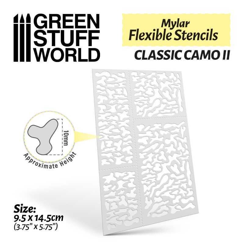 Flexible Schablonen - Klassisches Tarnmuster 2 (10mm aprox.) - Self-Adhesive Stencils - Greenstuff World Flexible Schablonen - Klassisches Tarnmuster 2 (10mm aprox.) - Self-Adhesive Stencils - Greenstuff World