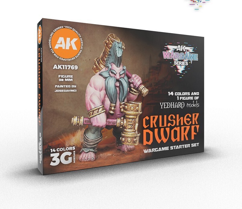 Crusher Dwarf 12 Colors Set & 1 Figure AK Wargame Series - AK Interactive