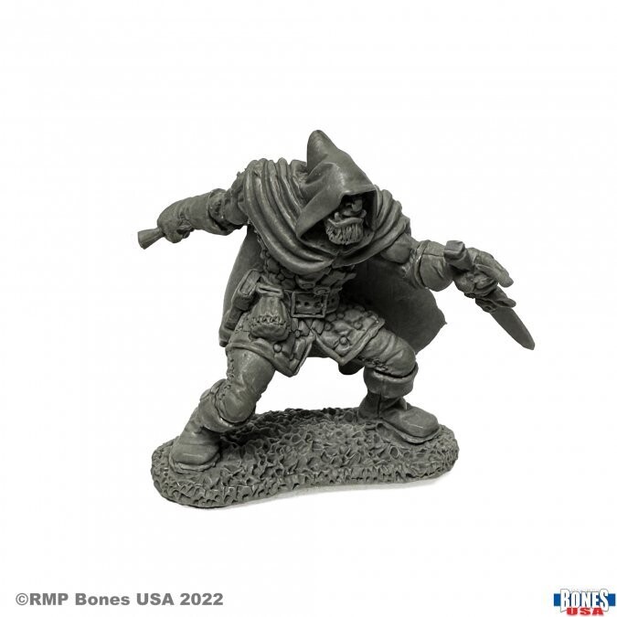 Rogan, Half-Orc Thief Half Orc Rogue - Bones USA - Dungeon Dweller - Reaper Miniatures