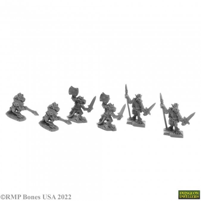 Bloodscale Kobolds (6) (77010)  - Bones USA - Dungeon Dweller - Reaper Miniatures