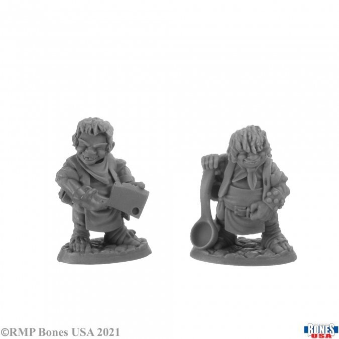 Chop and Grub, Halfling Cooks - Bones - Reaper Miniatures