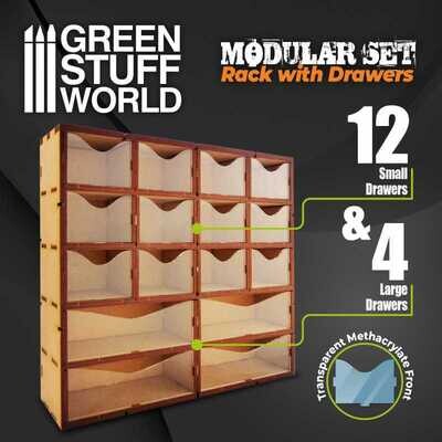 Vertikales MDF-Rack mit Schubladen Rack with Drawers - Greenstuff World
