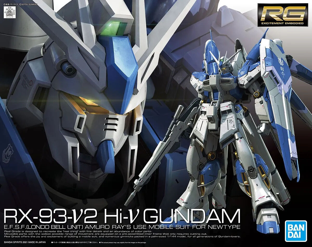 RX-93-v2 Hi-v Gundam Real Grade 1/144 Scale Model Kit - Bandai - Gunpla
