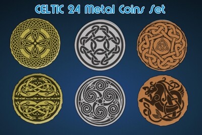 CELTIC METAL COINS SET (24) - EN