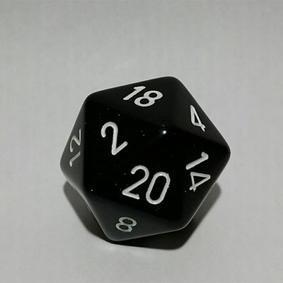 Schwarz/Weiss W20 Opaque D20 34mm - Chessex
