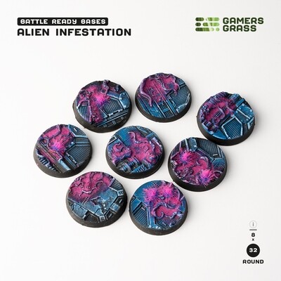 Alien Infestation Bases Round 32mm (x8) - Gamers Grass