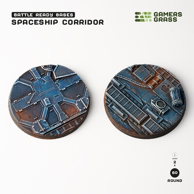 Spaceship Corridor Bases Round 60mm (x2) - Gamers Grass