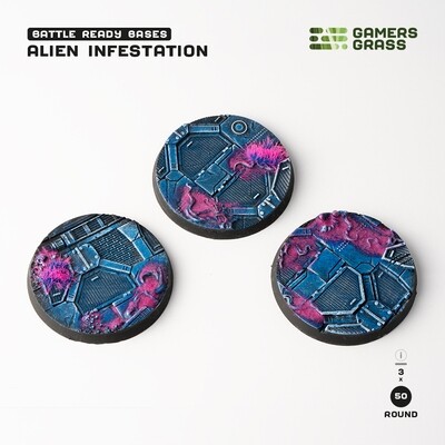 Alien Infestation Bases Round 50mm (x3) - Gamers Grass