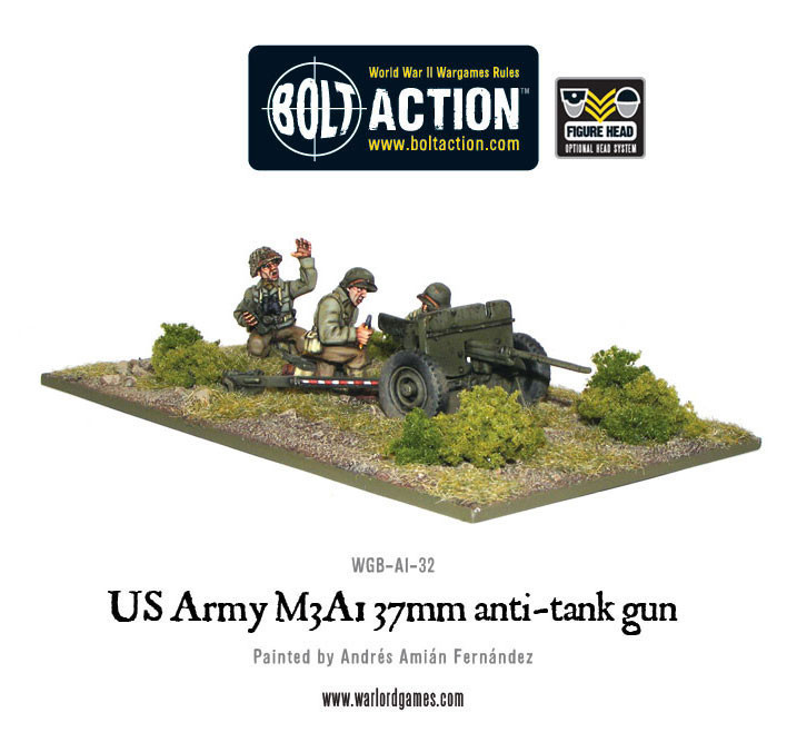 US Army M3A1 37mm anti-tank gun - Bolt Action - Warlord Games