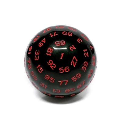 45mm D100 - Black Opaque with Red - Foam Brain Dice
