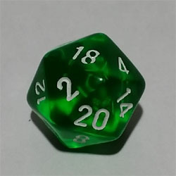 Green W20 Tanslucent D20 20mm - Chessex
