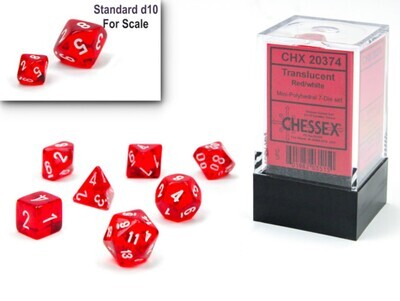 Translucent Mini-Polyhedral Red/white 7-Die Set - Chessex