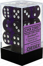 Violett/Weiss - Translucent 16mm D6 Dice Block™ (12) - Chessex