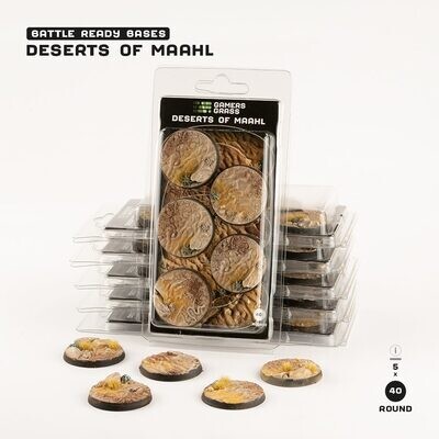 Deserts of Maahl Bases Round 40mm (x5) - Gamers Grass