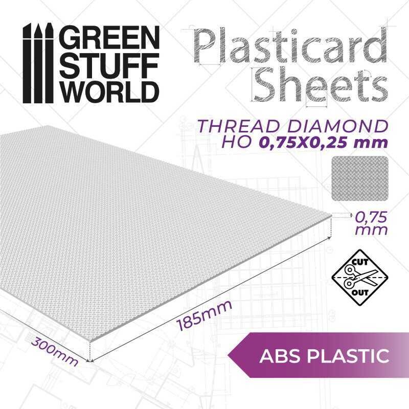 ABS Plasticard - Thread DIAMOND HO 0.75mm Textured Sheet - A4 - Greenstuff World