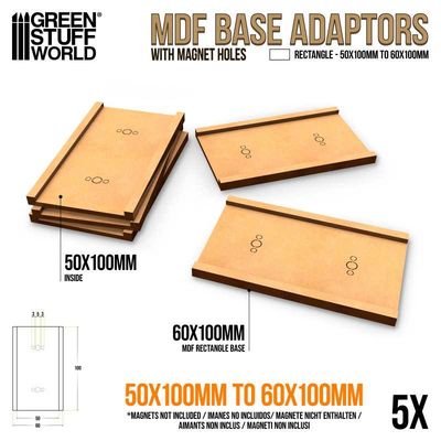 MDF Base adapter - Rectangular 50x100mm to 60x100mm - Greenstuff World