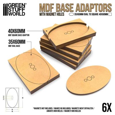 MDF Base adapter - Oval 35x60mm to Square 40x60mm - Greenstuff World