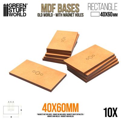 MDF Old World Bases - Rectangle 40x60mm - Greenstuff World