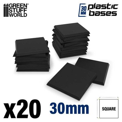 Black Plastic Bases - Square 30 mm - Greenstuff World