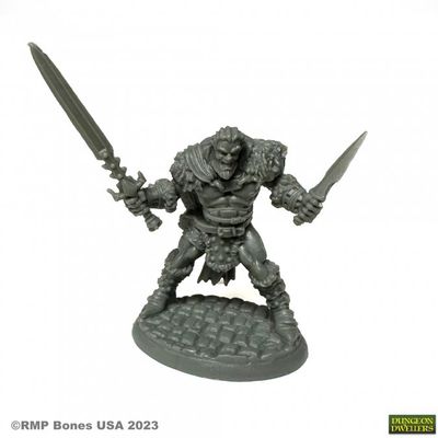 Grundor Hoardtaker, Barbarian Human Barbarian - Bones Black - Reaper Miniatures