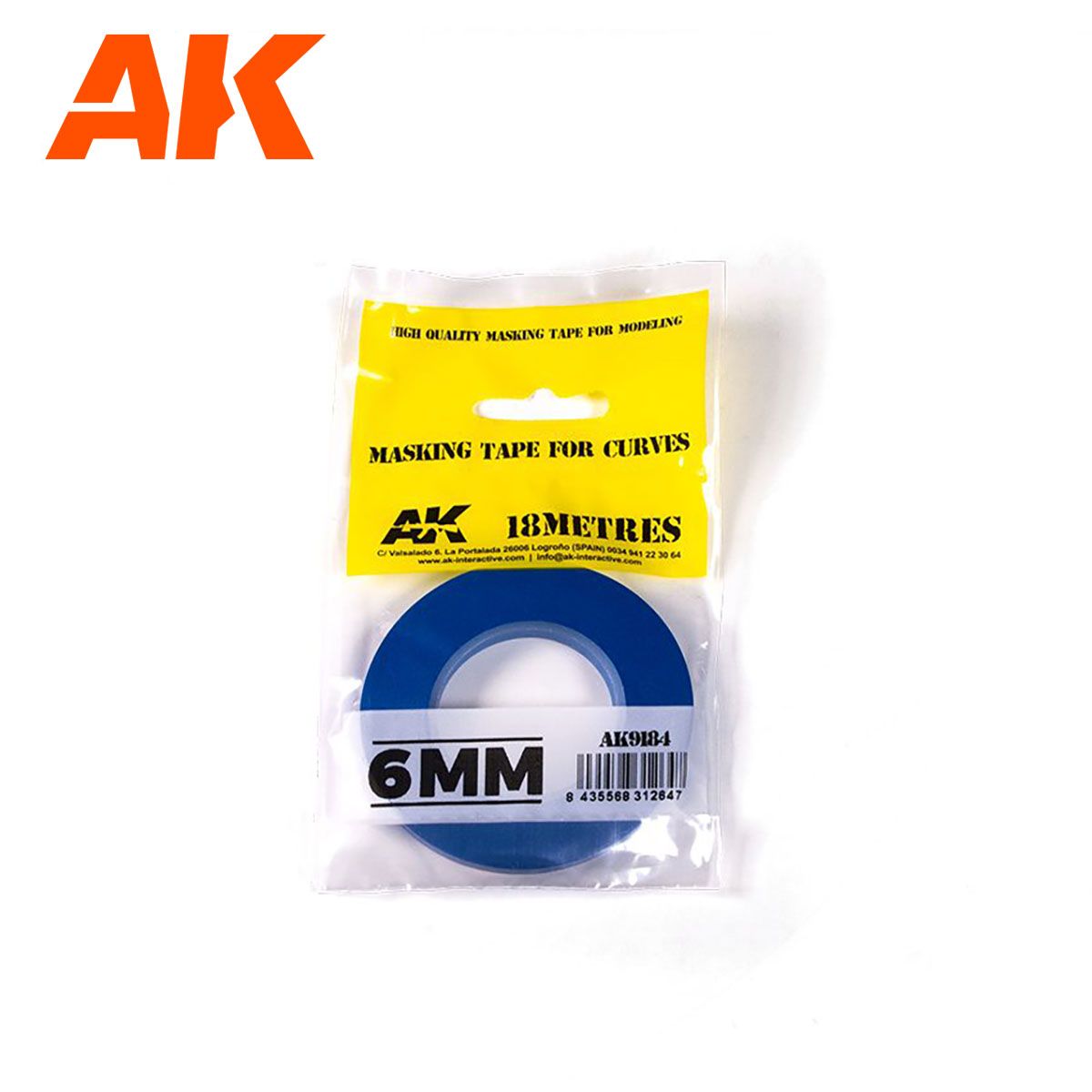 Masking Tape for Curves 6mm - 18 Meter  - AK Interactive